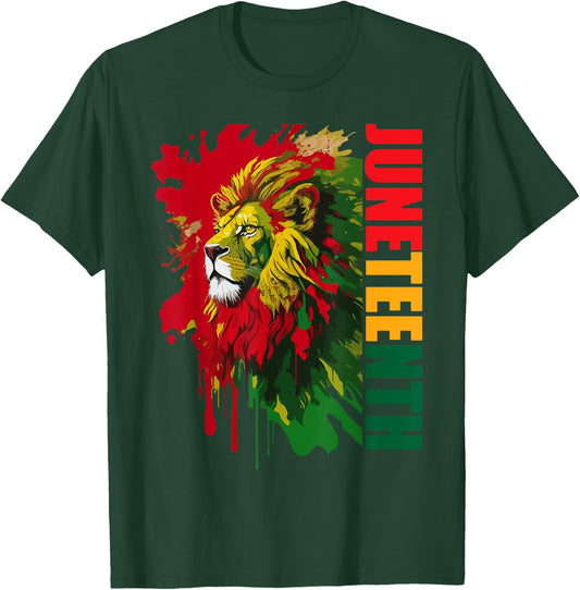 Lion Juneteenth men women African American black lion 1865 T-Shirt - T-Shirt | Forest