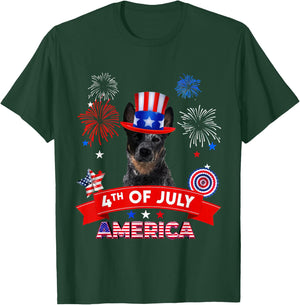 4th of July Decor Patriotic LOVE Blue Heeler Dog USA Men T-Shirt - T-Shirt | Forest