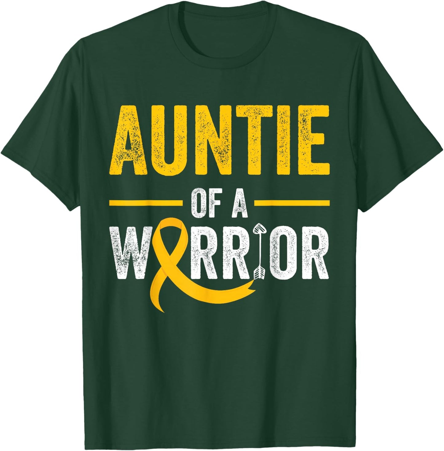 Auntie Of A Warrior Childhood September Cancer Awareness T-Shirt - T-Shirt | Forest