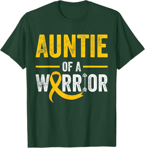 Auntie Of A Warrior Childhood September Cancer Awareness T-Shirt - T-Shirt | Forest