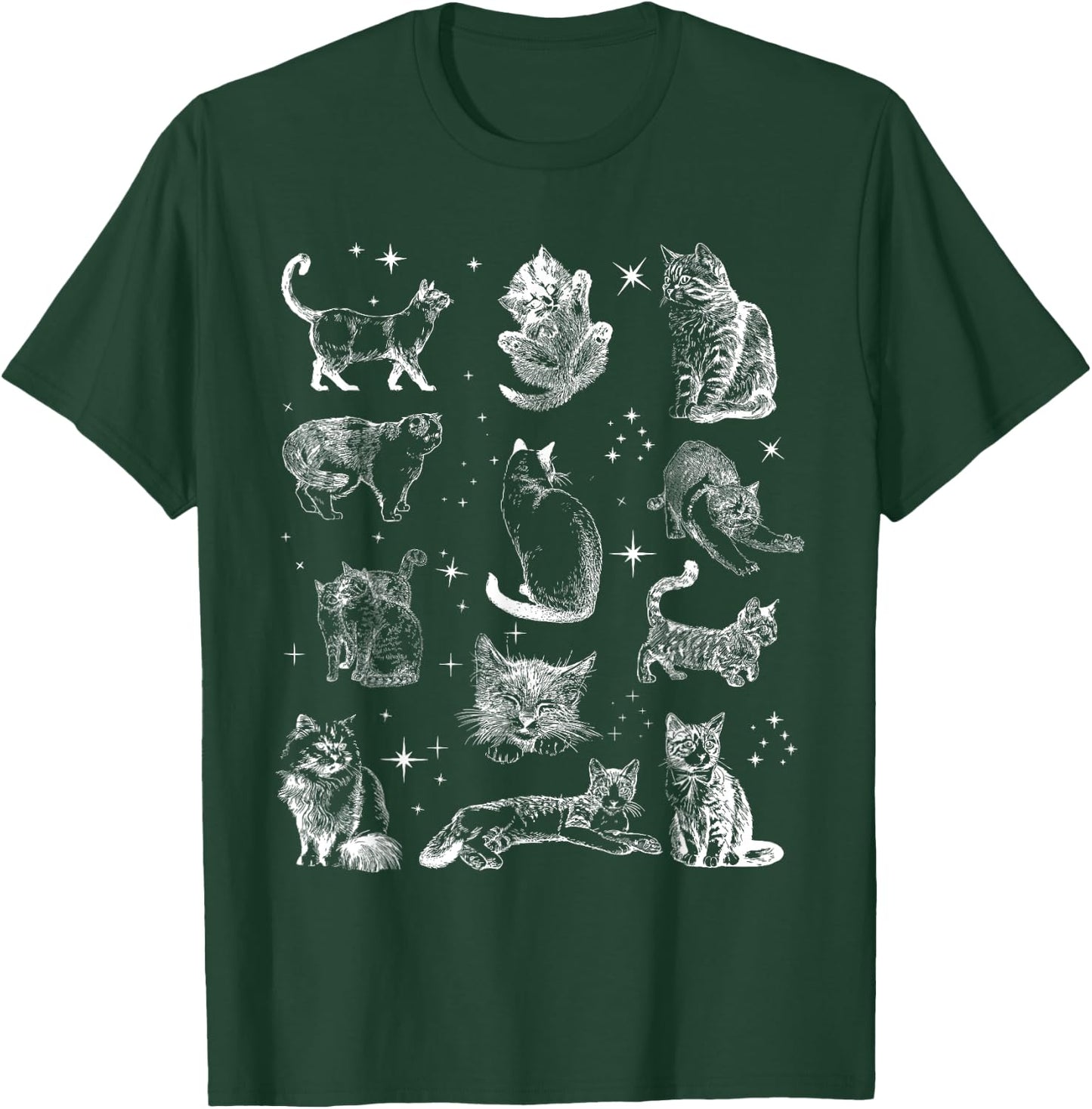 Vintage 90s Tattoo Cat Retro Kitten Nature Cat Lover Cat Mom T-Shirt - T-Shirt | Forest