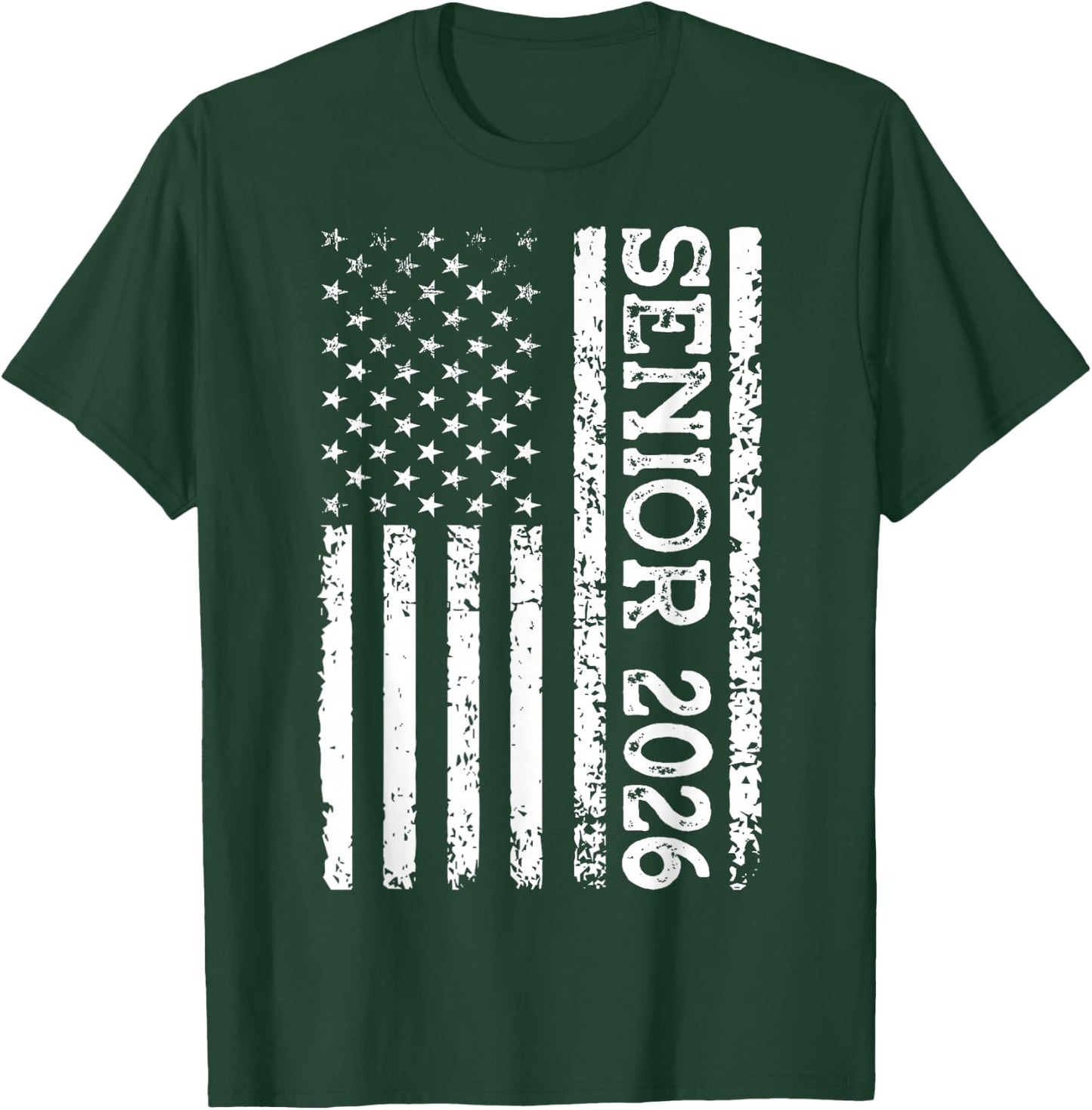 Senior Class of 2026 Patriotic American USA Flag Graduation T-Shirt - T-Shirt | Forest