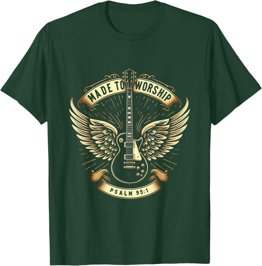 Made To Worship Psalm 95:1 Christian Bible Verse Church T-Shirt - T-Shirt | Forest