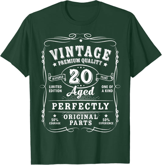 Vintage 20th Birthday Decorations Men Funny 20 Birthday T-Shirt - T-Shirt | Forest