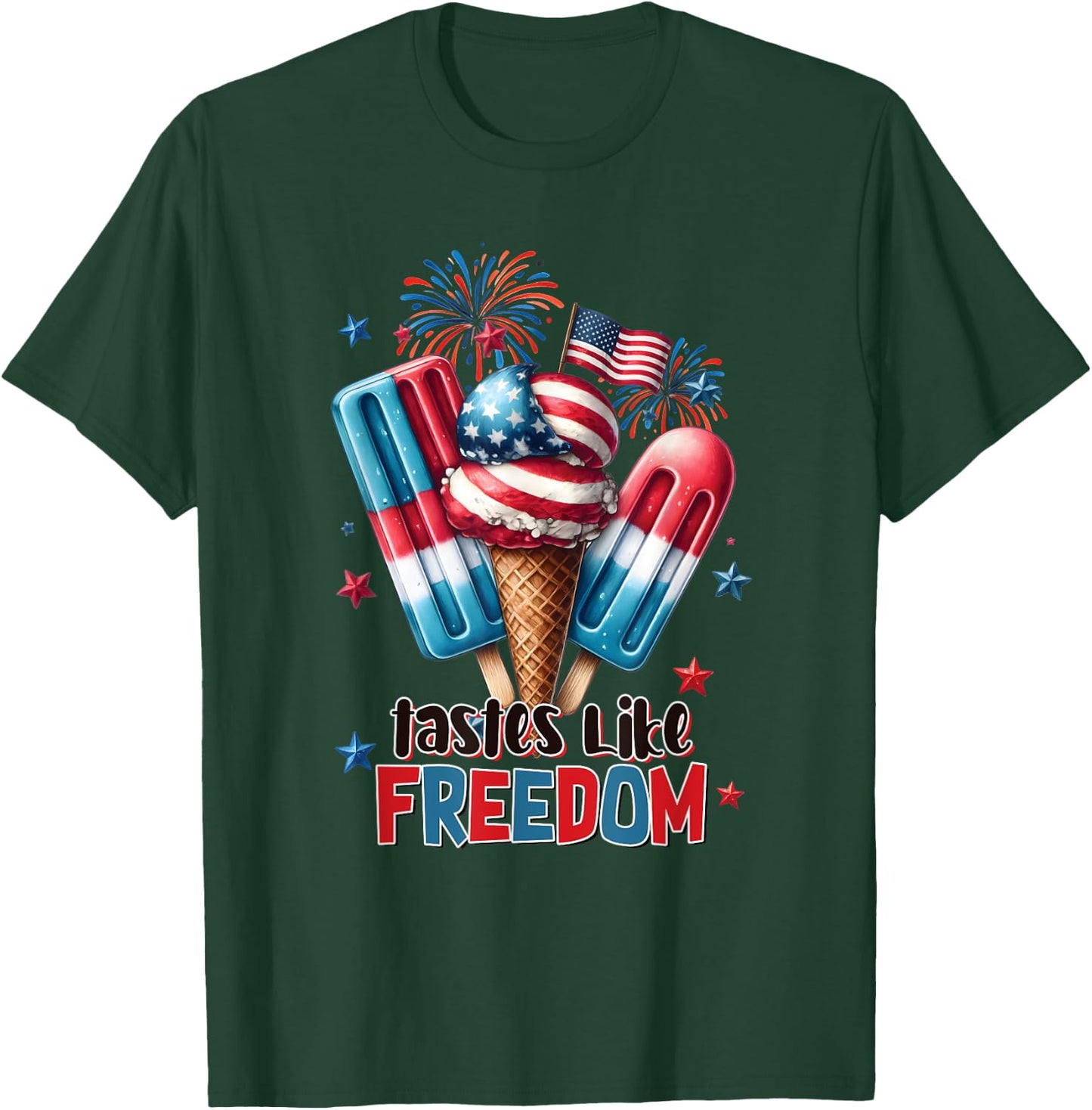 Funny Ice ice baby Cream Cone American flag usa 4th of July Men T-Shirt - T-Shirt | Forest