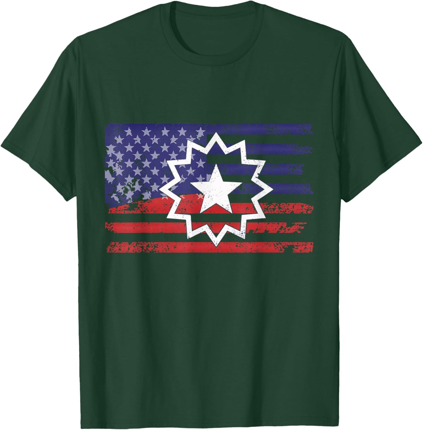 Distressed American Flag of Juneteenth Red White Blue Symbol T-Shirt - T-Shirt | Forest