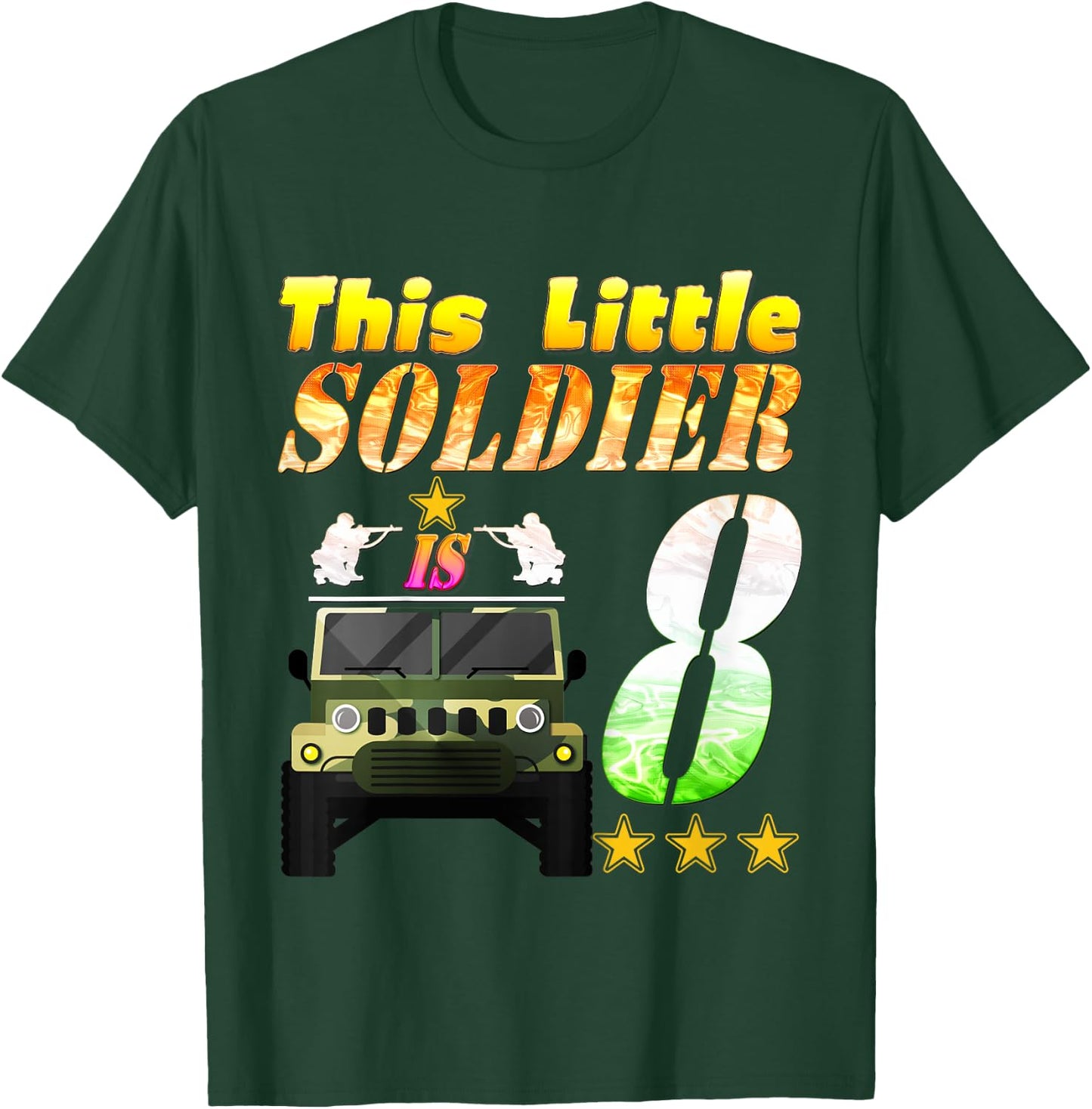 Kids 8 Year Old Soldier 8th Military army soldier birthday party T-Shirt - T-Shirt | Forest