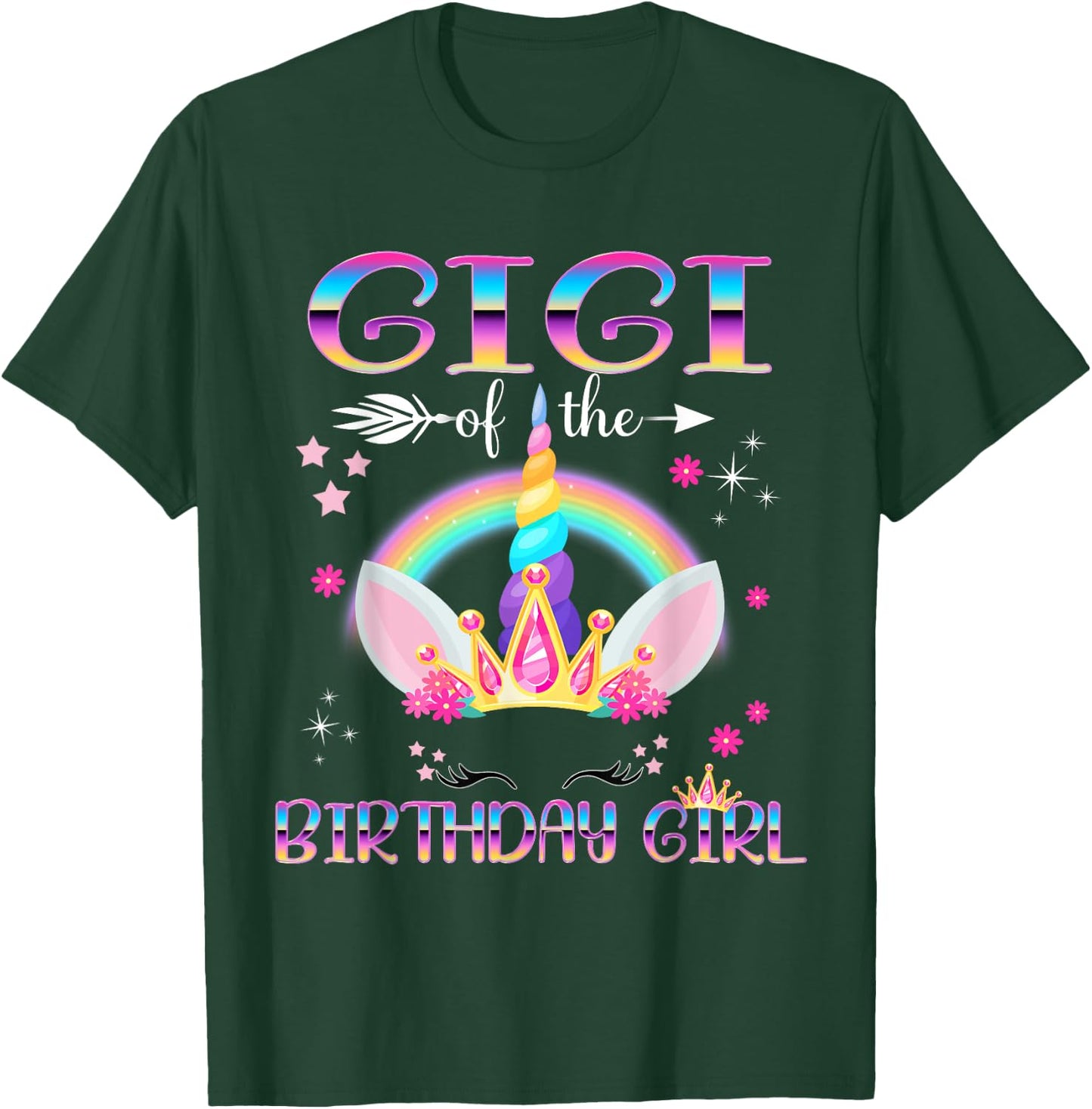 Gigi Of The Birthday Girl Rainbow Unicorn Mothers Day T-Shirt - T-Shirt | Forest
