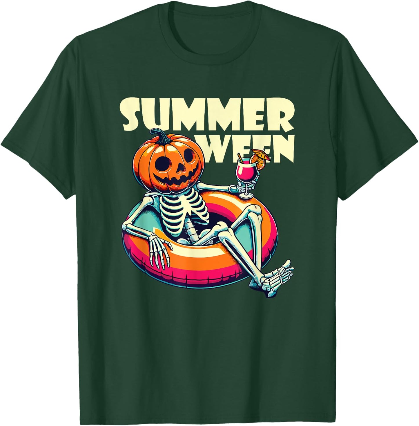 Happy Summerween Summer Halloween Ghost T-Shirt - T-Shirt | Forest