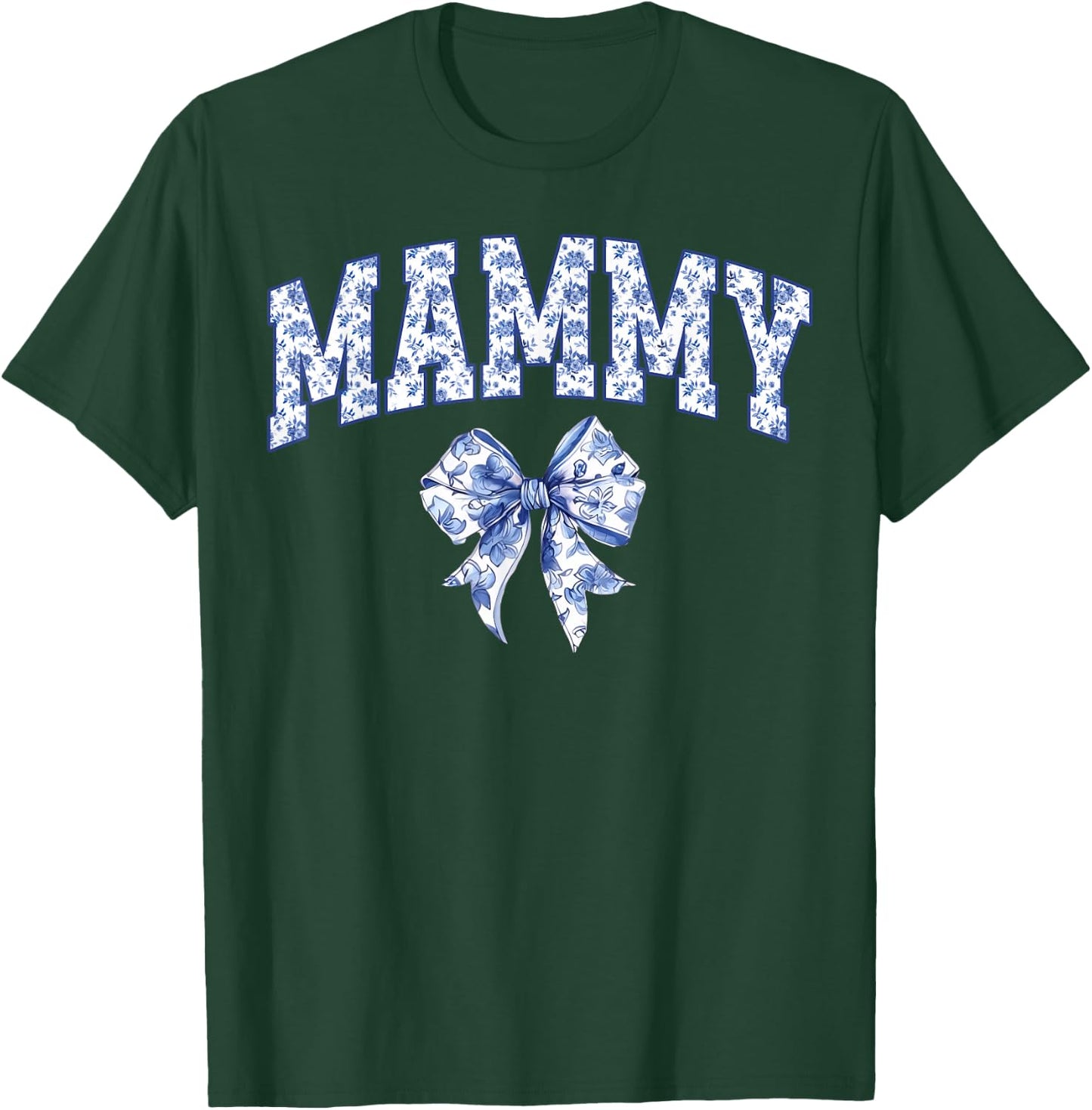 Mammy Coquette Toile Blue Bow Floral Family Matching T-Shirt - T-Shirt | Forest