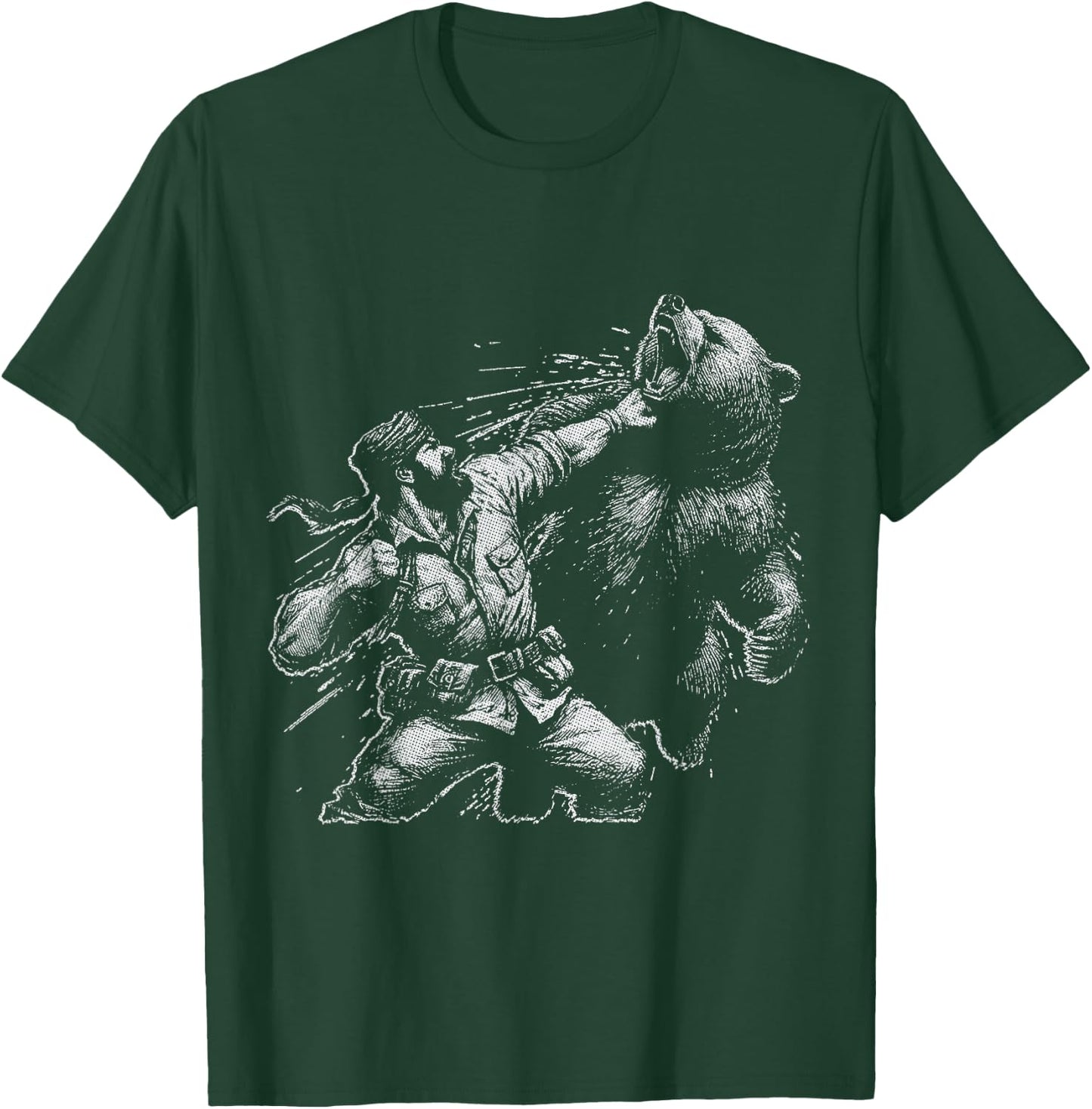 Bear Funny Man Punching Bear Retro Vintage Hunting Camping T-Shirt - T-Shirt | Forest