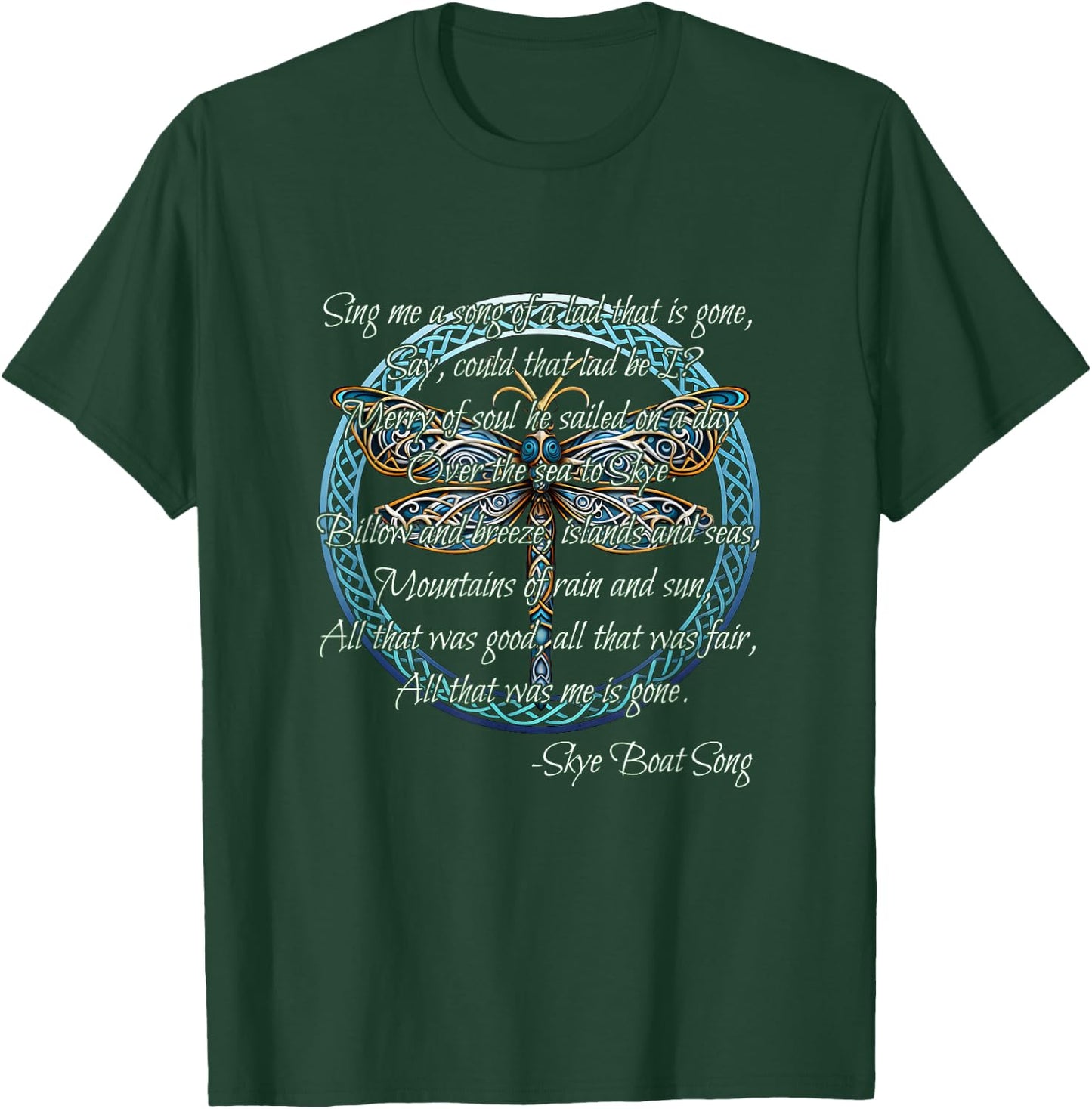 Skye Boat Song Scottish Gaelic Celtic Dragonfly T-Shirt - T-Shirt | Forest