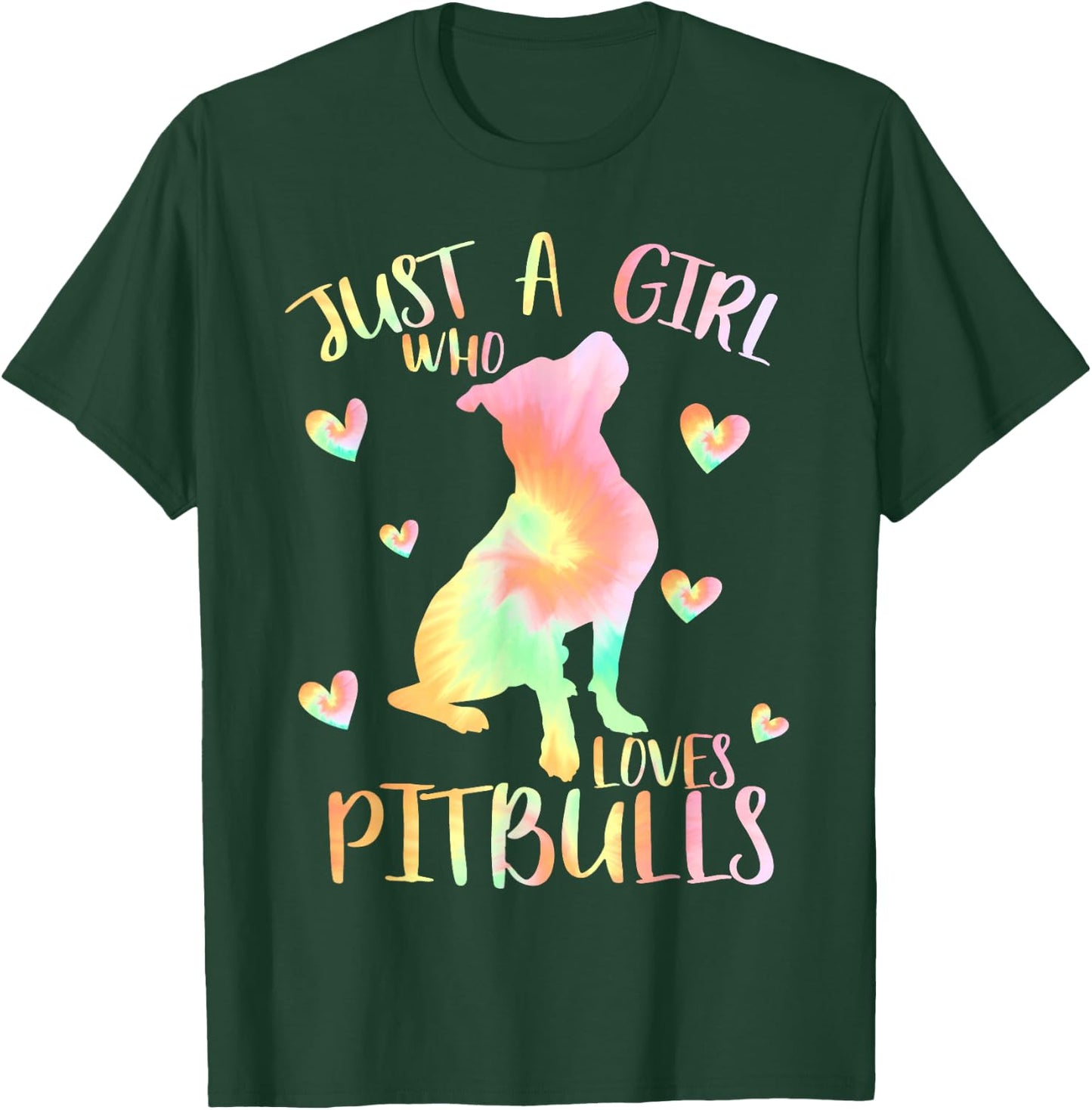 Just a Girl Who Loves Pitbulls Tie Dye Pitbull Teen Girls T-Shirt - T-Shirt | Forest