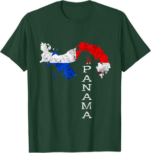 Panama Map Outline Panamanian Flag Panama Travel T-Shirt - T-Shirt | Forest