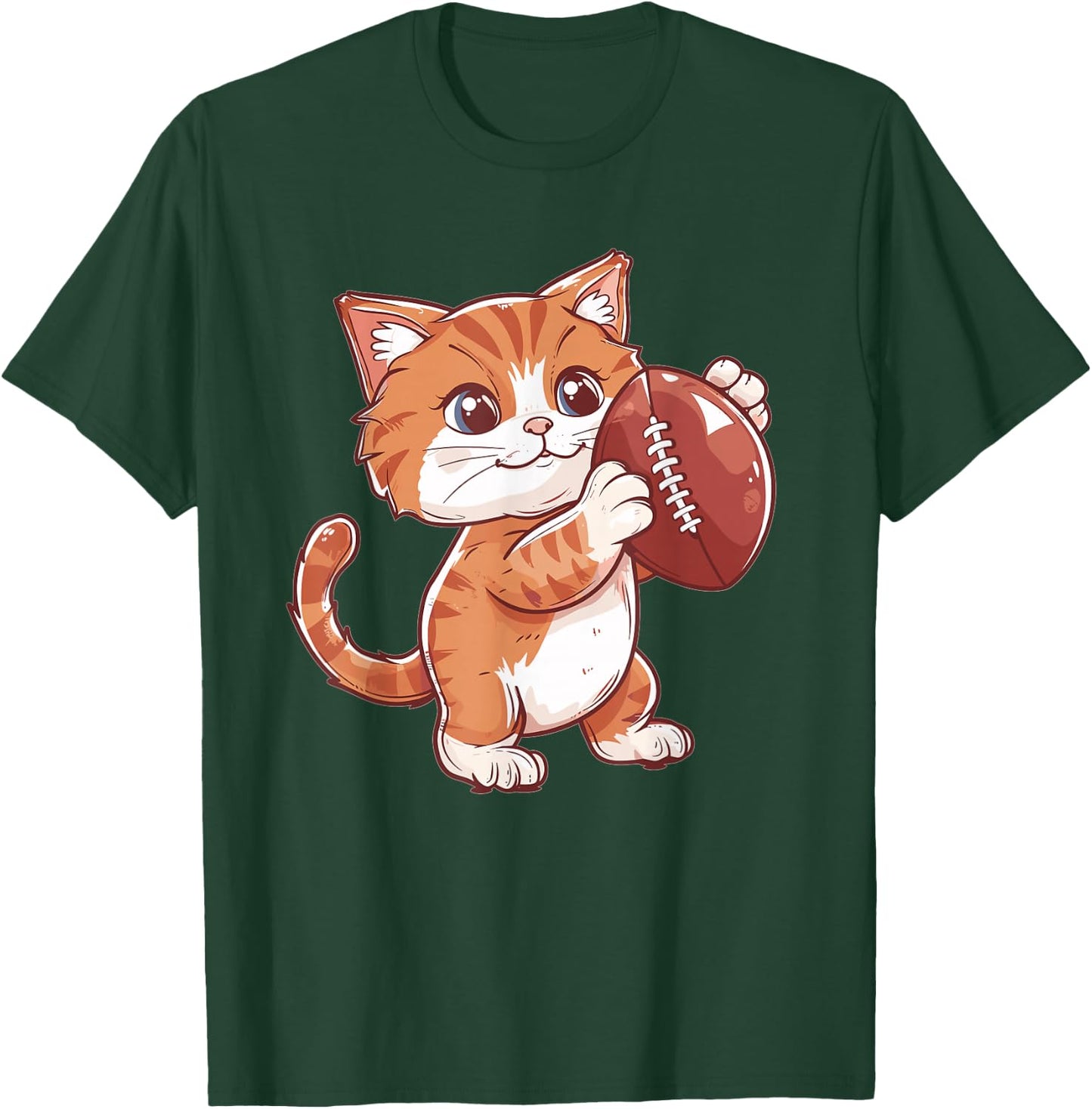 Cute Cat With Football I Cat T-Shirt - T-Shirt | Forest