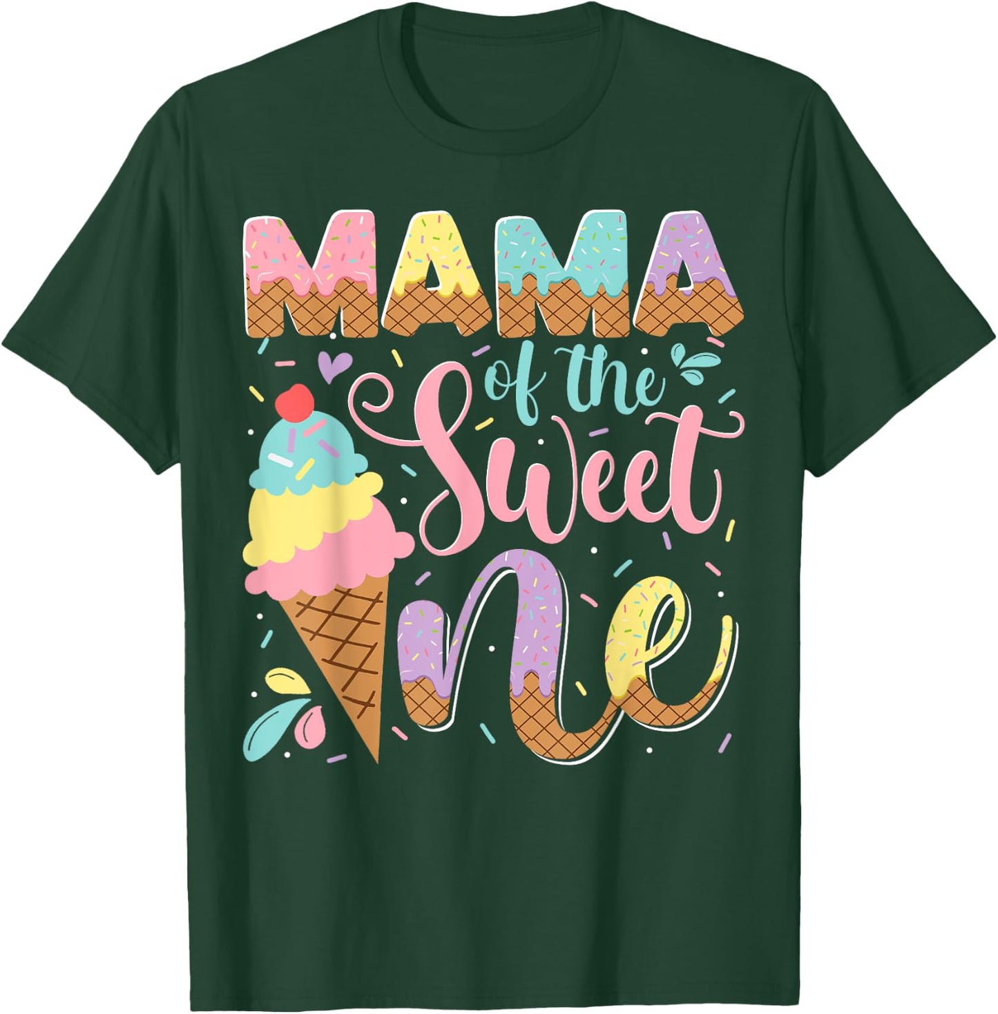 Mama Of The Sweet One Ice Cream 1St Birthday Party T-Shirt - T-Shirt | Forest