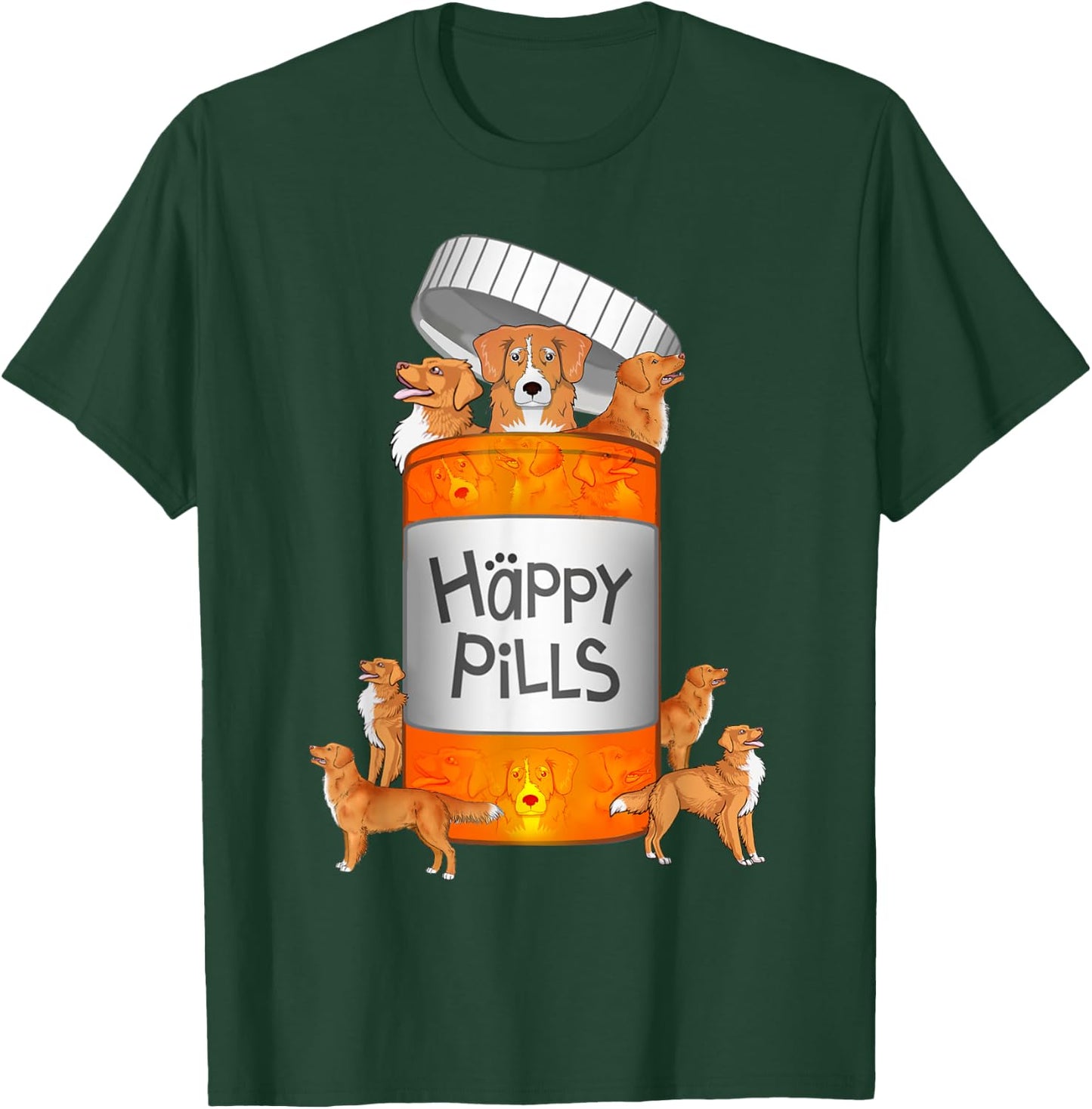 Toller Dog Happy Pills T-Shirt - T-Shirt | Forest
