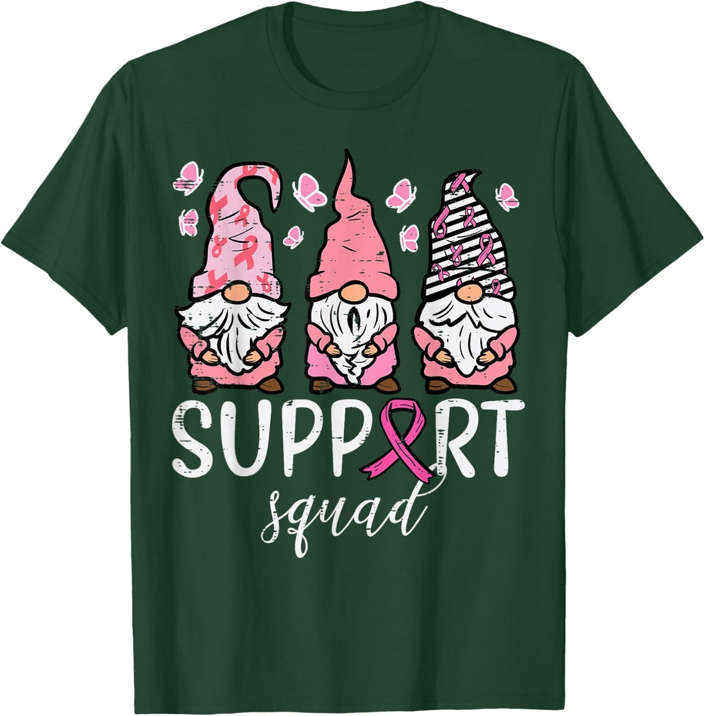 Breast Cancer Support Squad Gnomes Awareness Men Women Kids T-Shirt - T-Shirt | Forest