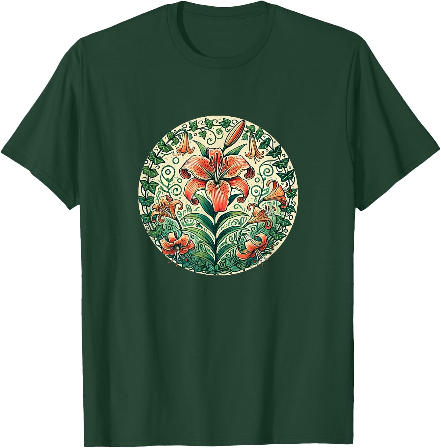 Tigerlilies Tiger Lily Flower Illustration Gardening T-Shirt - T-Shirt | Forest