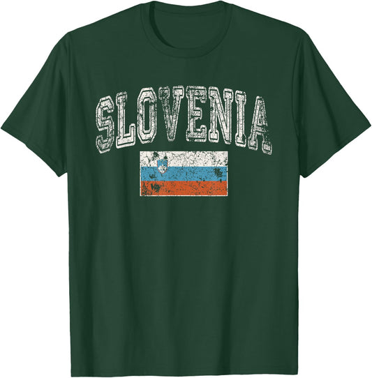 Vintage Retro Faded Slovenia Flag Slovenian Pride T-Shirt - T-Shirt | Forest