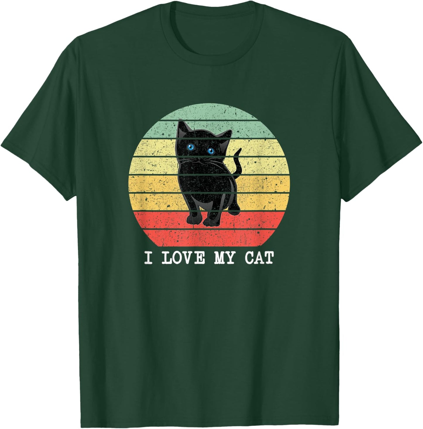 Funny Vintage I Love My Cat Gift Black Cats Lovers Men Women T-Shirt - T-Shirt | Forest