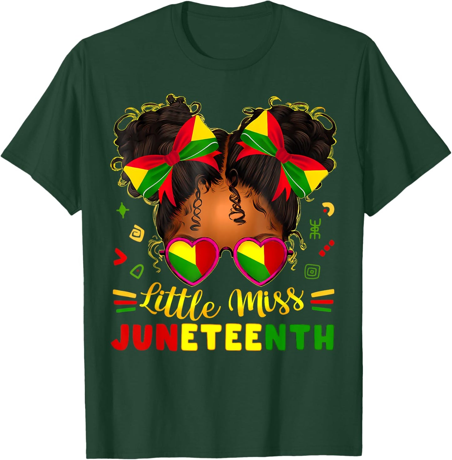 Miss Juneteenth Freedom Black American African Toddler Girl T-Shirt - T-Shirt | Forest