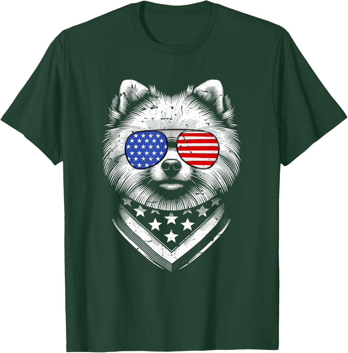 Pomeranian Dog Dad Patriotic 4th of July American US Flag T-Shirt - T-Shirt | Forest