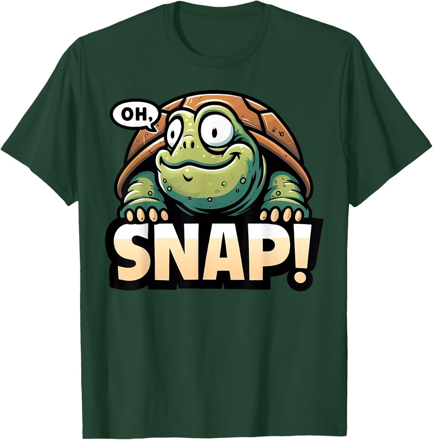 Funny Snapping Turtle Oh Snap Cute Animal Pun Humor T-Shirt - T-Shirt | Forest