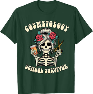Hairstylist Grad New Hairdresser Cosmetology School Survivor T-Shirt - T-Shirt | Forest