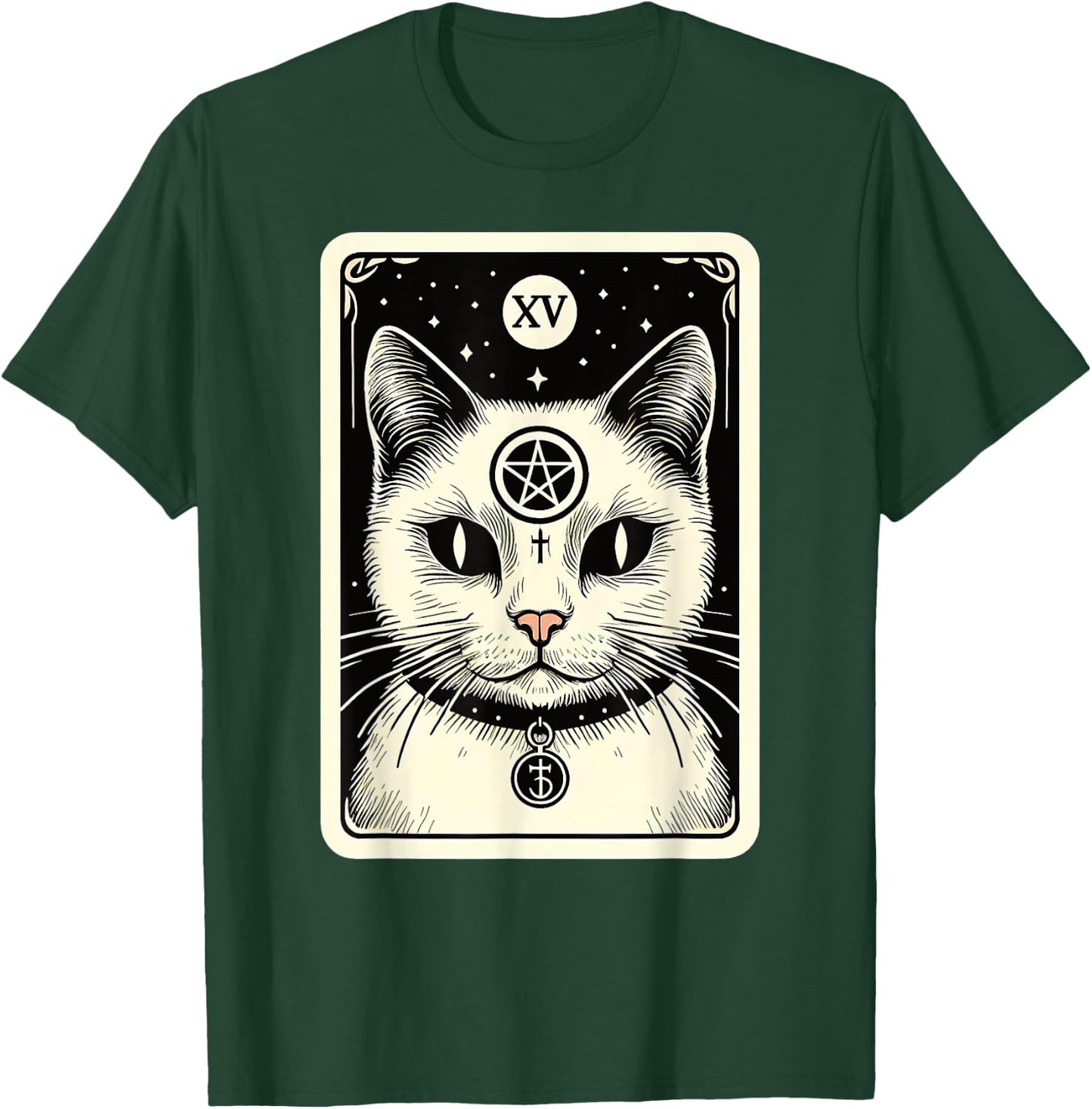 Tarot Card Cat The Devil, Satanic Goth Halloween Cat Men Women T-Shirt - T-Shirt | Forest