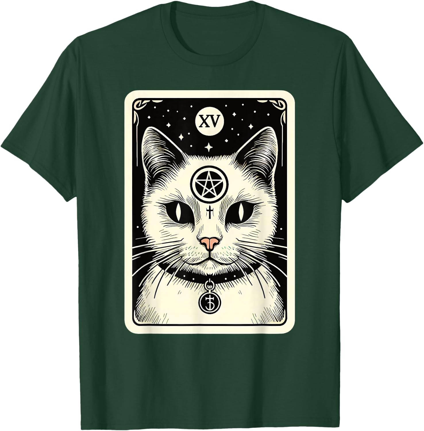 Tarot Card Cat The Devil, Satanic Goth Halloween Cat Men Women T-Shirt - T-Shirt | Forest