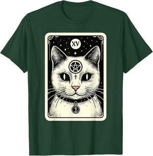 Tarot Card Cat The Devil, Satanic Goth Halloween Cat Men Women T-Shirt - T-Shirt | Forest