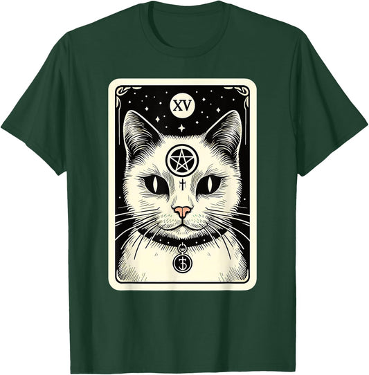 Tarot Card Cat The Devil, Satanic Goth Halloween Cat Men Women T-Shirt - T-Shirt | Forest