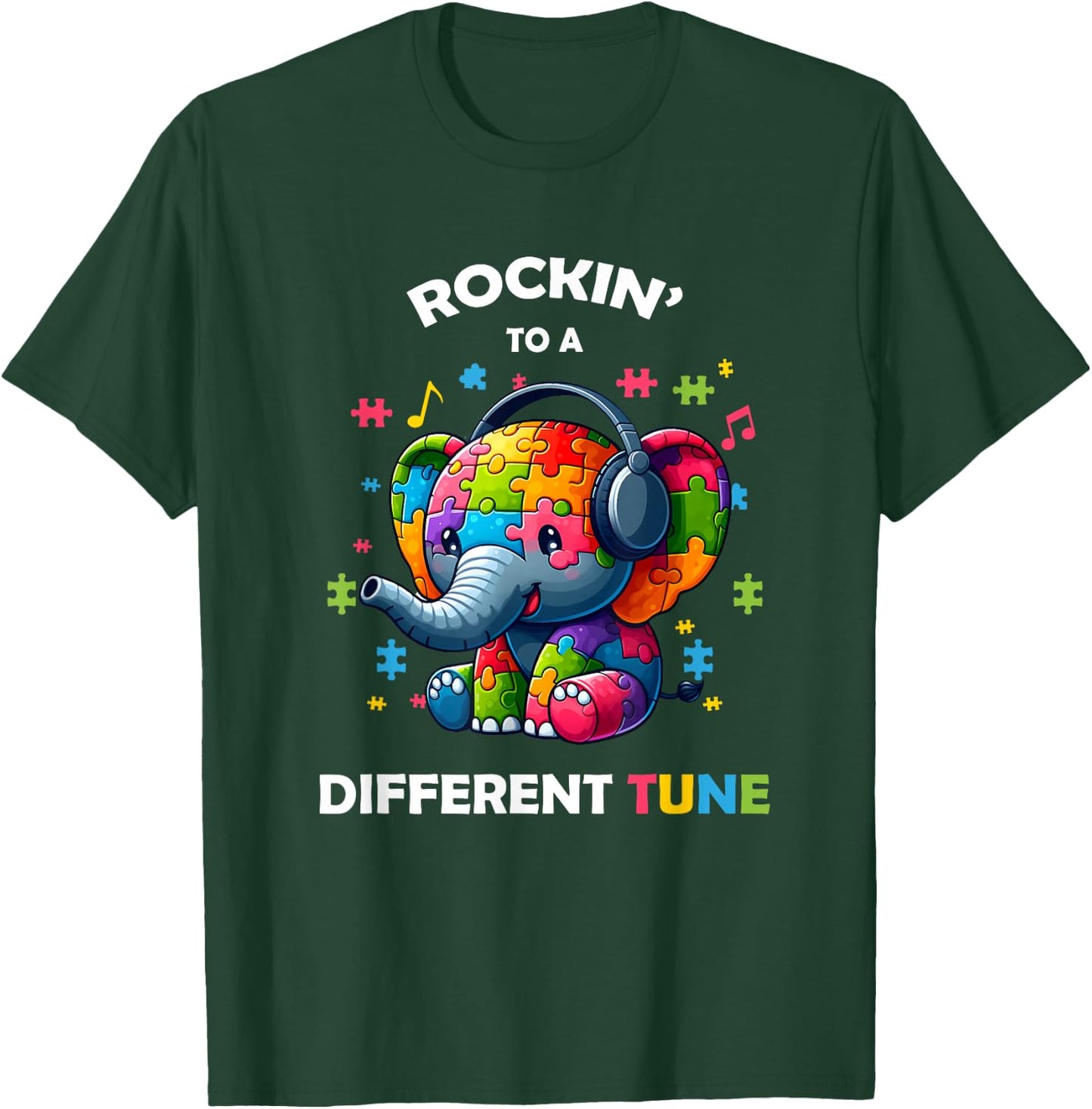 Rocking To A Different Tune Funny Autism Awareness Kids Boys T-Shirt - T-Shirt | Forest
