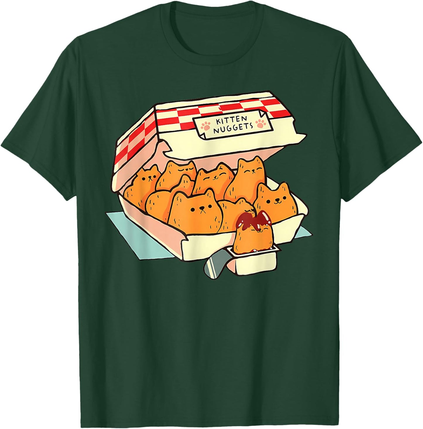 Kitten Nuggets Food Pun Cat Lover Gift Chicken Nuggets T-Shirt - T-Shirt | Forest