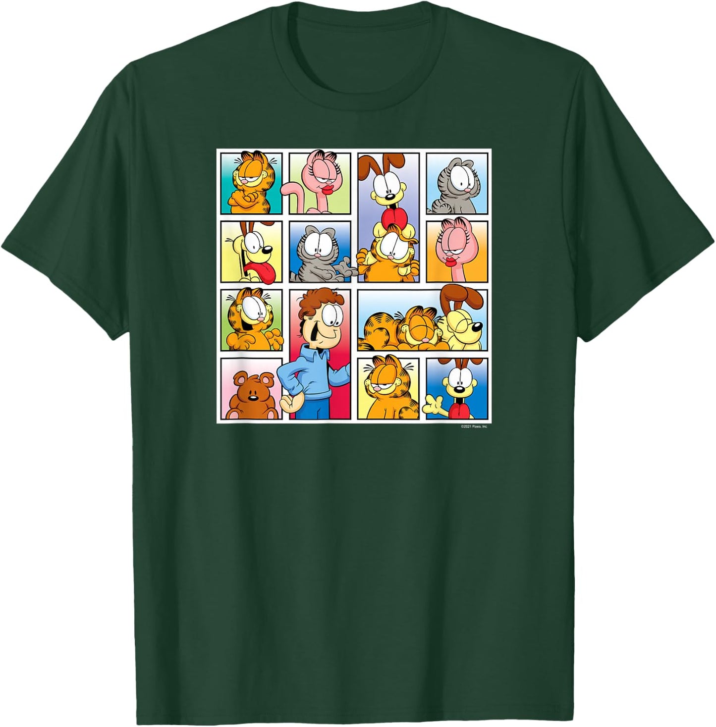 Garfield - Jon, Odie, Arlene, Nermal Friends Grid T-Shirt - T-Shirt | Forest