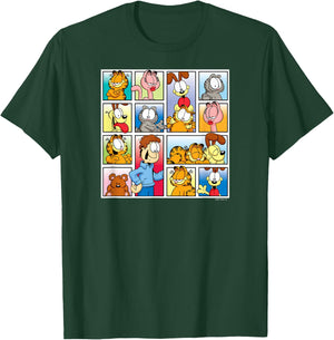 Garfield - Jon, Odie, Arlene, Nermal Friends Grid T-Shirt - T-Shirt | Forest