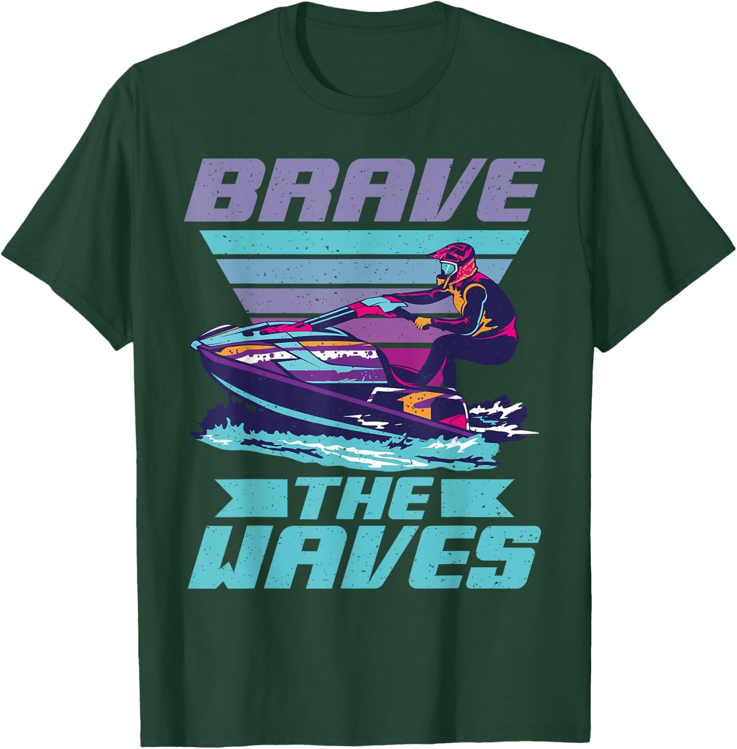 Brave the Waves Jetski T-Shirt - T-Shirt | Forest
