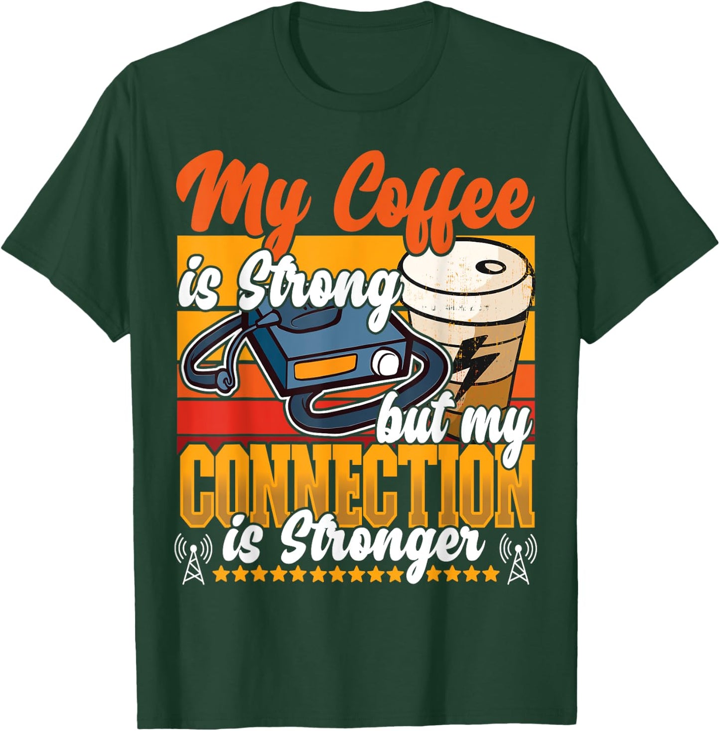 Best Licensed Amateur Ham Radio Operator Designs - Ham Radio & Coffee - Black Retro Collarless Short Sleeve Classic Fit - Small - Women's Casual Novelty T-Shirt - T-Shirt | Forest