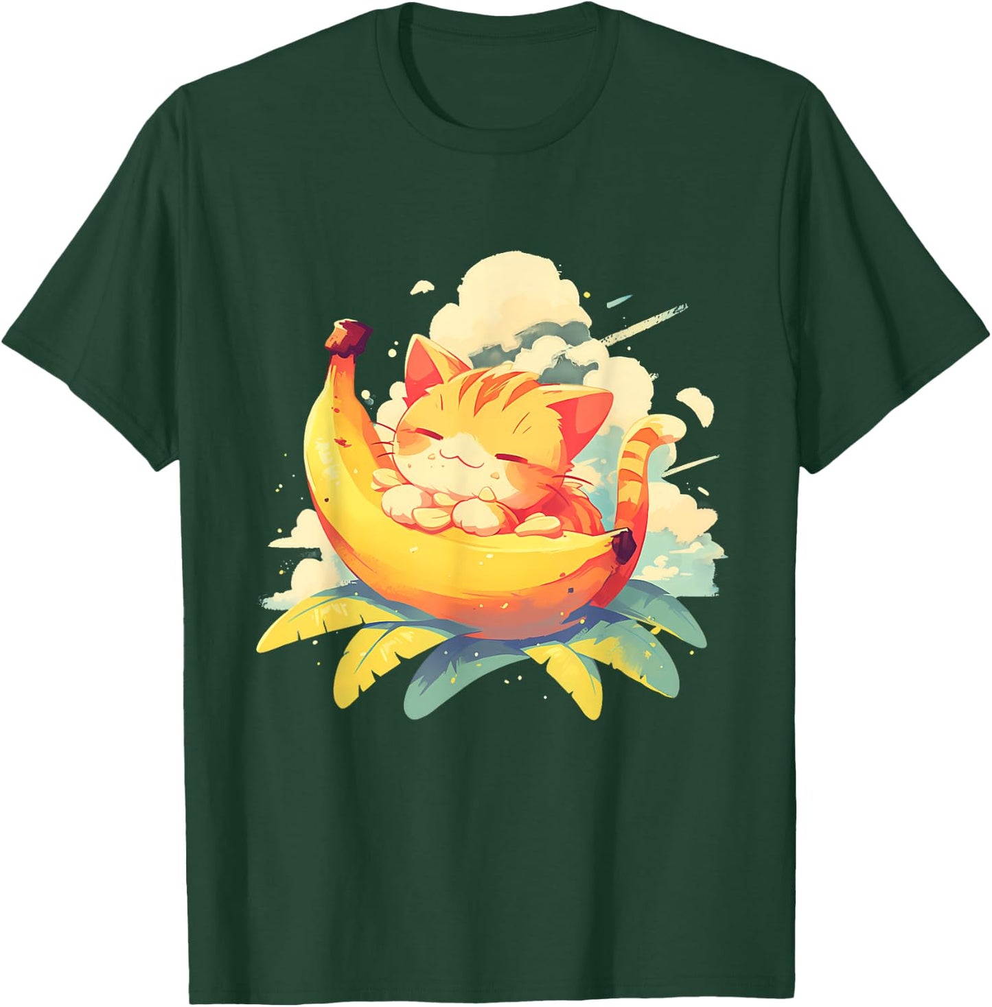 Banana Cat Colourful Artwork Banana Fruits Drawing Cute Cat Men Women Kids T-Shirt - T-Shirt | Forest