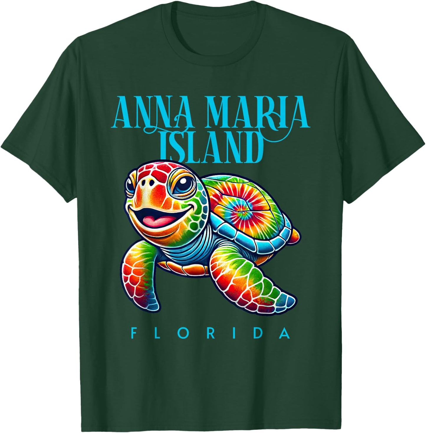 Anna Maria Island Florida Smiling Tie Dye Sea Turtle T-Shirt - T-Shirt | Forest