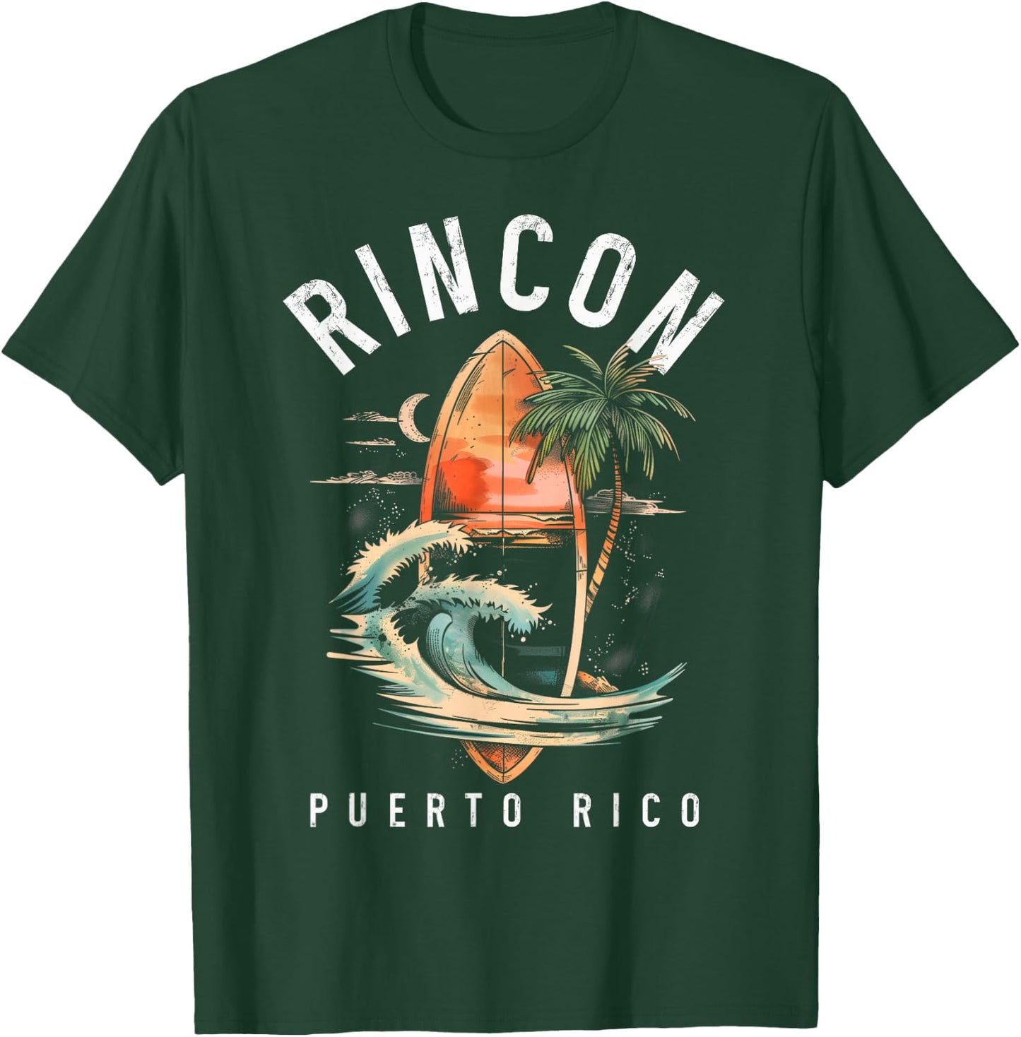 Rincon Puerto Rico Boricua Surf Vintage Surfing Surfer T-Shirt - T-Shirt | Forest