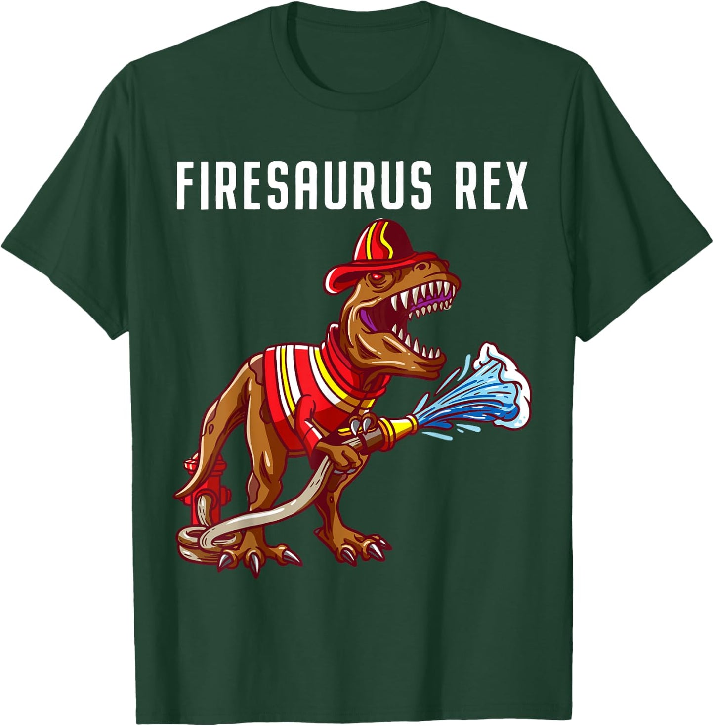 Firefighter T Rex Dinosaur Kids Gifts For Fireman Boys T-Shirt - T-Shirt | Forest