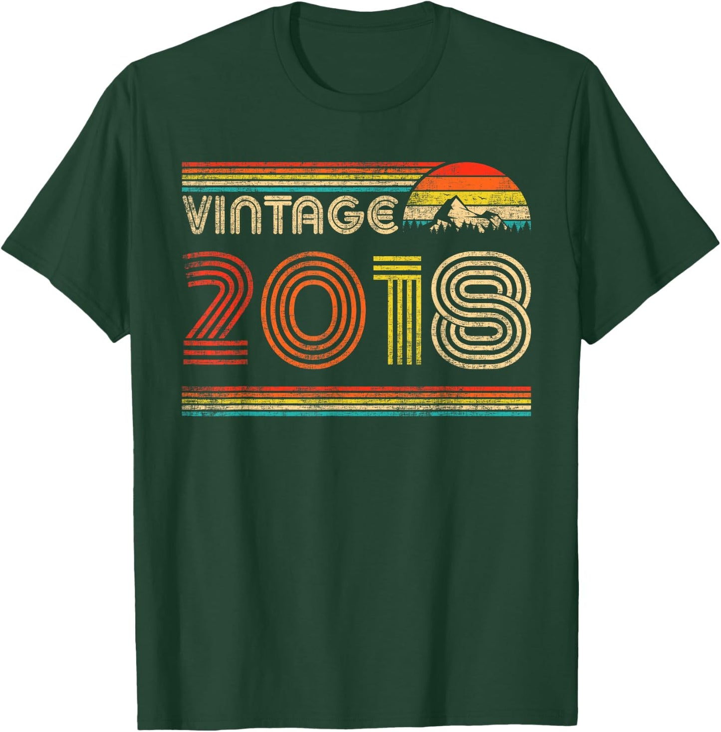 Vintage 2018 6th Birthday 6 Years Old Boys Girl Kids Vintage T-Shirt - T-Shirt | Forest