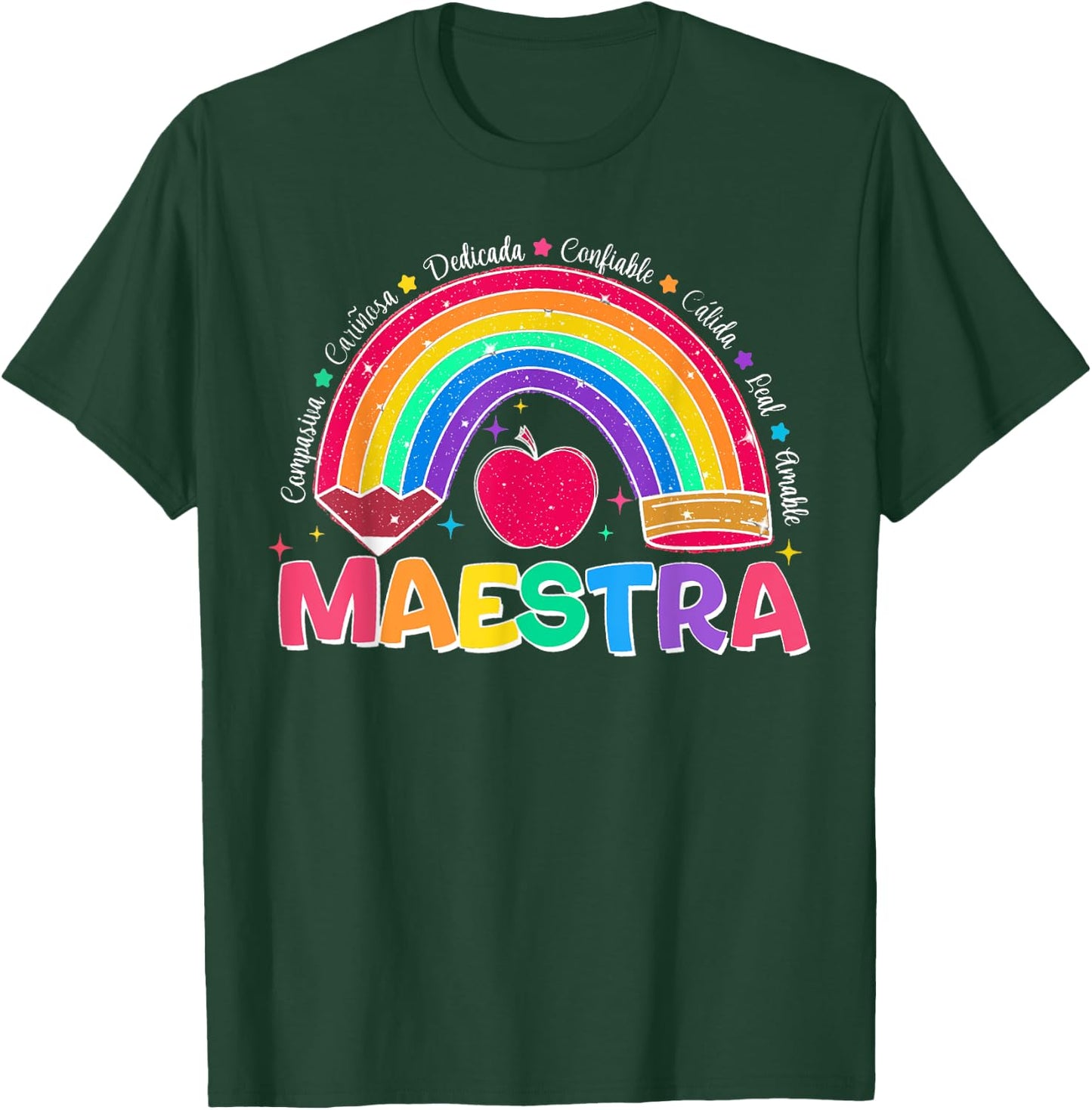 Maestra Spanish Teacher Bilingual Teacher Latina Rainbow Women T-Shirt - T-Shirt | Forest