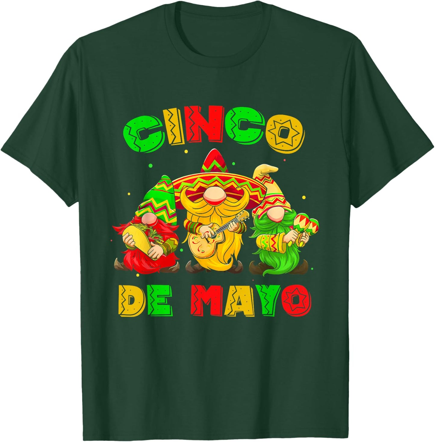 Cinco De Mayo Mexican Gnome Fiesta 5 De Mayo Men Women T-Shirt - T-Shirt | Forest