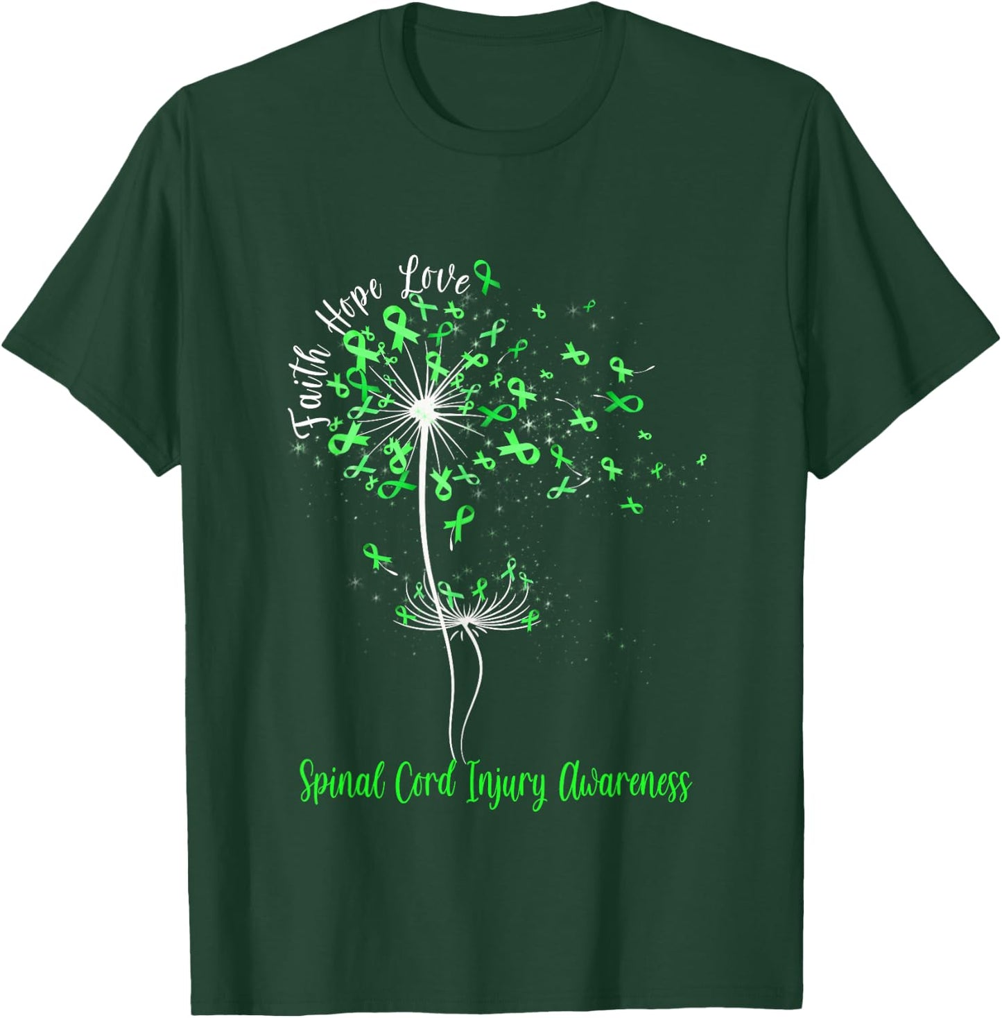 Dandelion Faith Hope Love Spinal Cord Injury Awareness Flow T-Shirt - T-Shirt | Forest