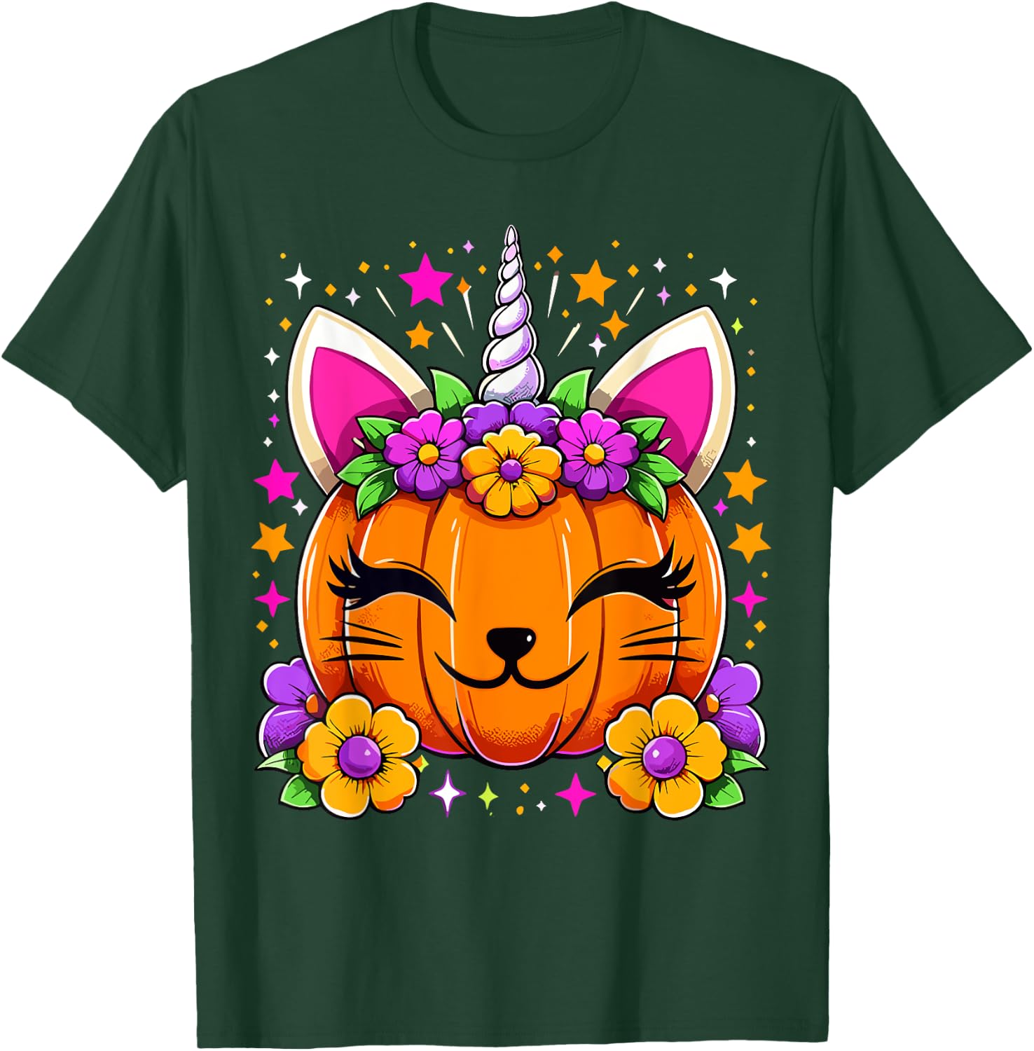Halloween Unicorn Pumpkin Girls Costume T-Shirt - T-Shirt | Forest