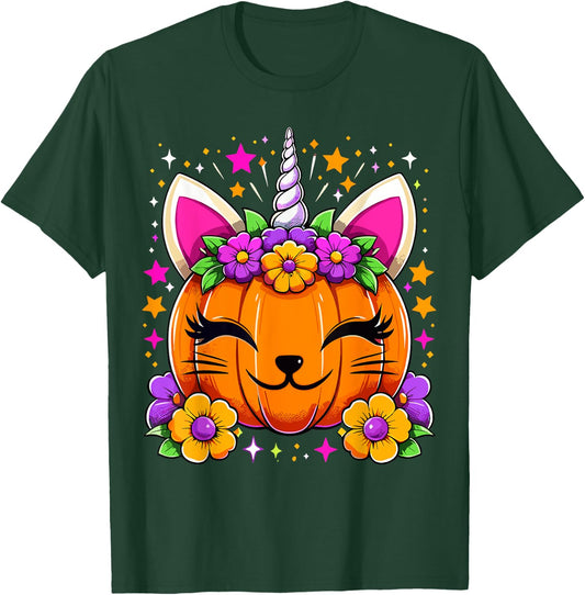 Halloween Unicorn Pumpkin Girls Costume T-Shirt - T-Shirt | Forest