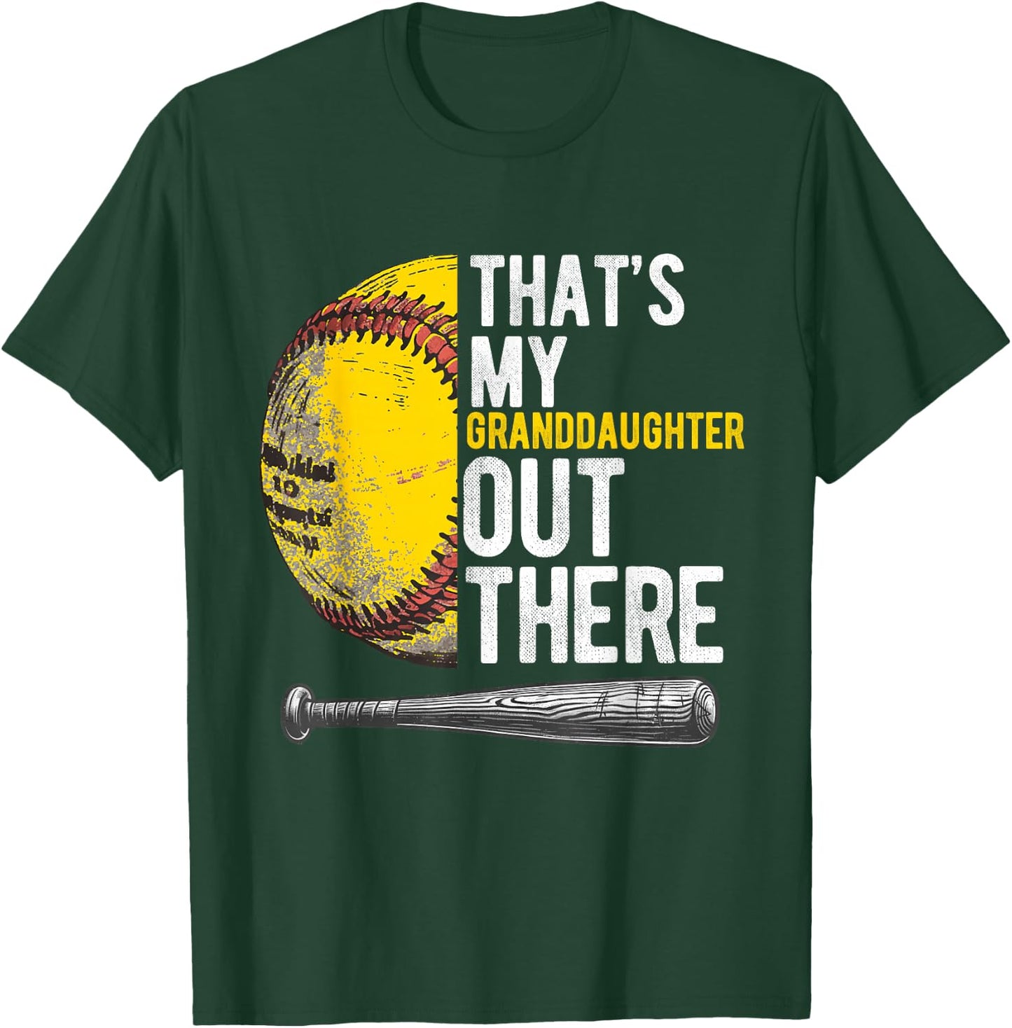 That's My Granddaughter Out There Softball Grandpa T-Shirt - T-Shirt | Forest